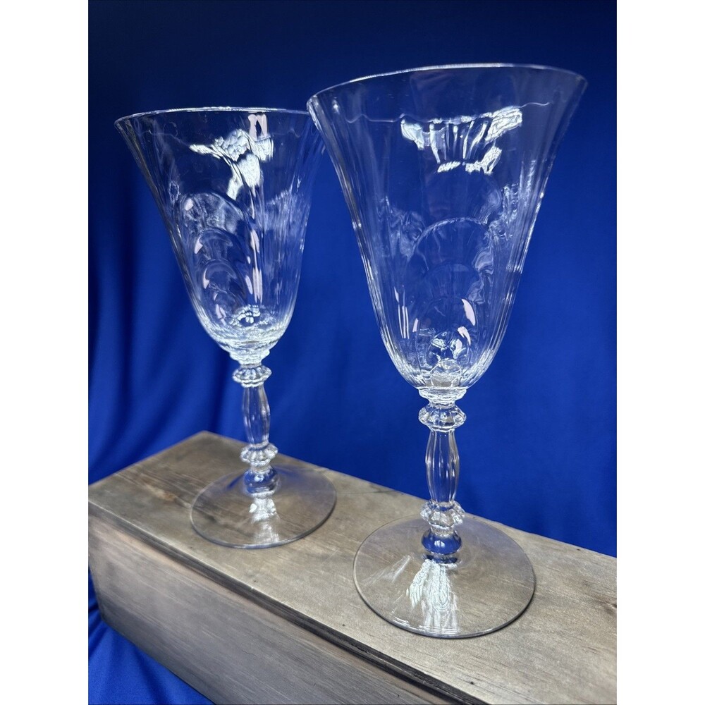 Set Of Two Vintage Cambridge Glass Caprice Pattern Water/Wine Stem 1936-58